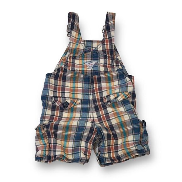 OshKosh B’Gosh Plaid Cargo Shortalls Size 18 Months - Picture 6 of 6